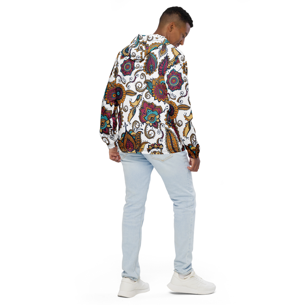 Thank The Wavemaker Paisley Print Windbreaker:
A stylish all-over paisley print windbreaker designed for lightweight comfort and all-weather protection. Made from water-resistant fabric with a breathable mesh lining, featuring elastic cuffs, an adjustable hood, and side pockets for functionality. Perfect for layering and built for those who move with the elements.