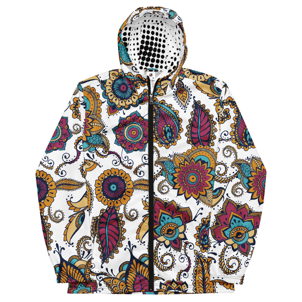 Thank The Wavemaker Paisley Print Windbreaker:
A stylish all-over paisley print windbreaker designed for lightweight comfort and all-weather protection. Made from water-resistant fabric with a breathable mesh lining, featuring elastic cuffs, an adjustable hood, and side pockets for functionality. Perfect for layering and built for those who move with the elements.