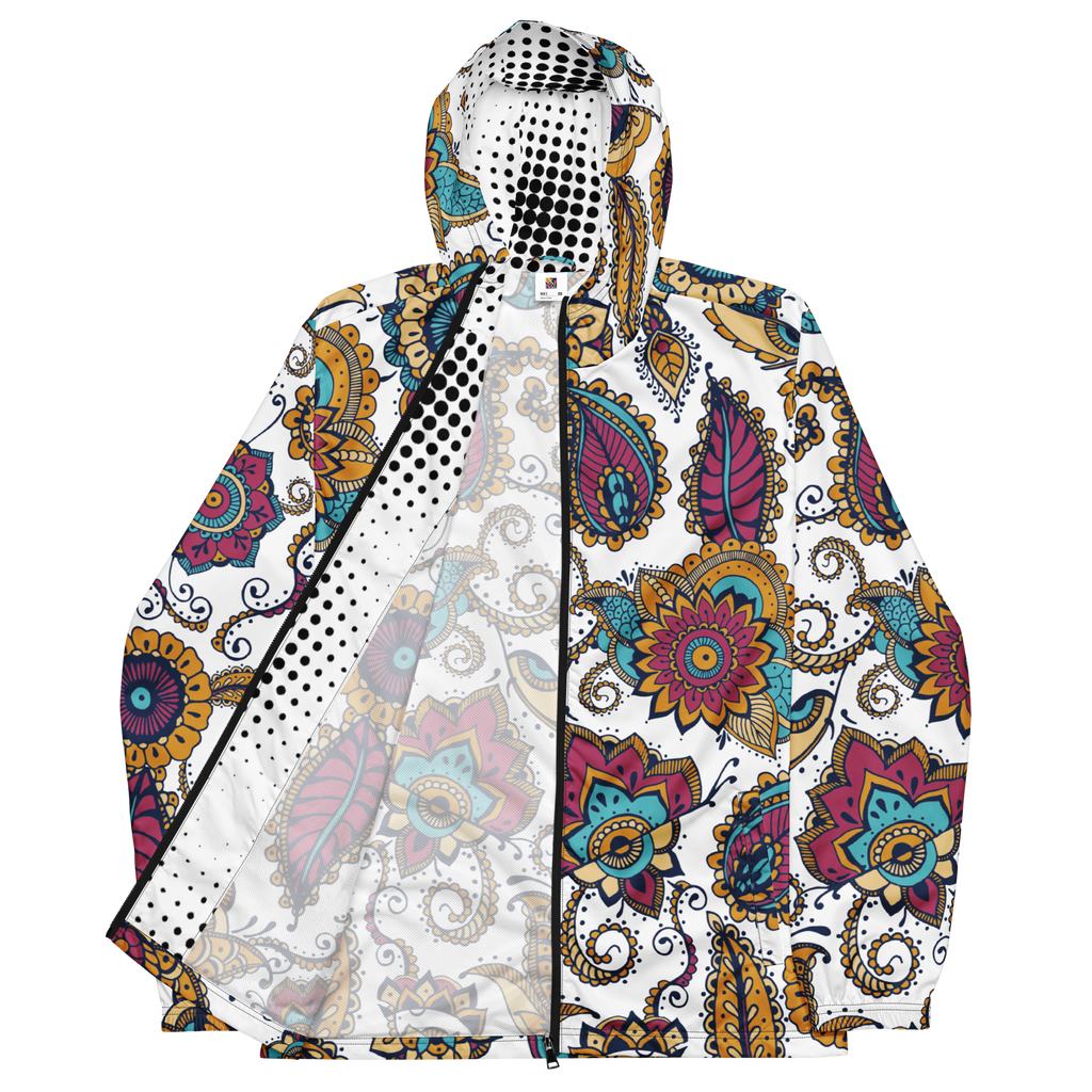 Thank The Wavemaker Paisley Print Windbreaker:
A stylish all-over paisley print windbreaker designed for lightweight comfort and all-weather protection. Made from water-resistant fabric with a breathable mesh lining, featuring elastic cuffs, an adjustable hood, and side pockets for functionality. Perfect for layering and built for those who move with the elements.