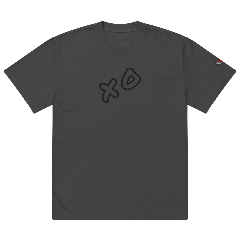 XO Oversized Faded Embroidered Tee Shirts thankthewavemaker Faded Black S 