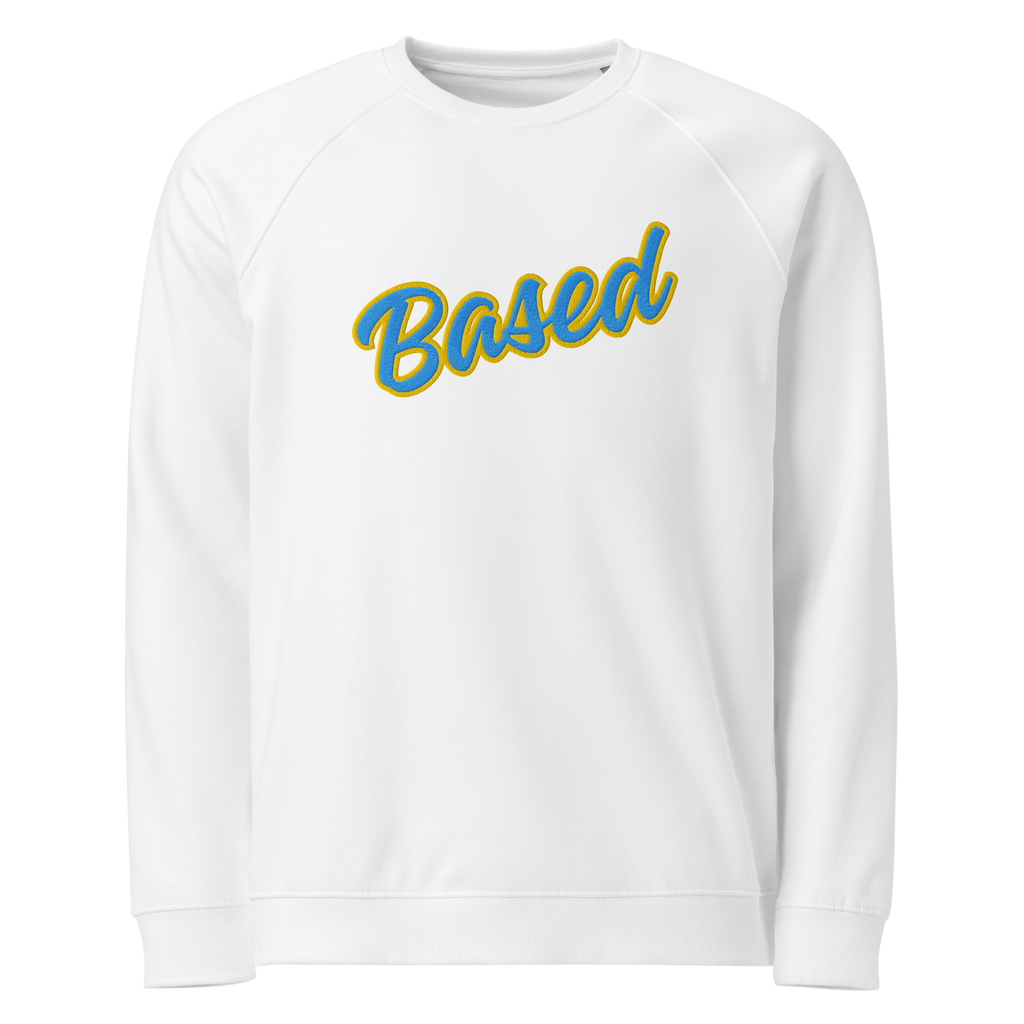 Thank The WaveMaker "BASED" White Sweatshirt:
A white premium organic cotton raglan sweatshirt featuring "BASED" embroidered in bold cursive across the chest, inspired by old-school baseball fonts. Designed for ultimate comfort with a brushed fleece lining, raglan sleeves, and a heavyweight feel. A timeless streetwear essential for those who stand solid, move with purpose, and stay true.