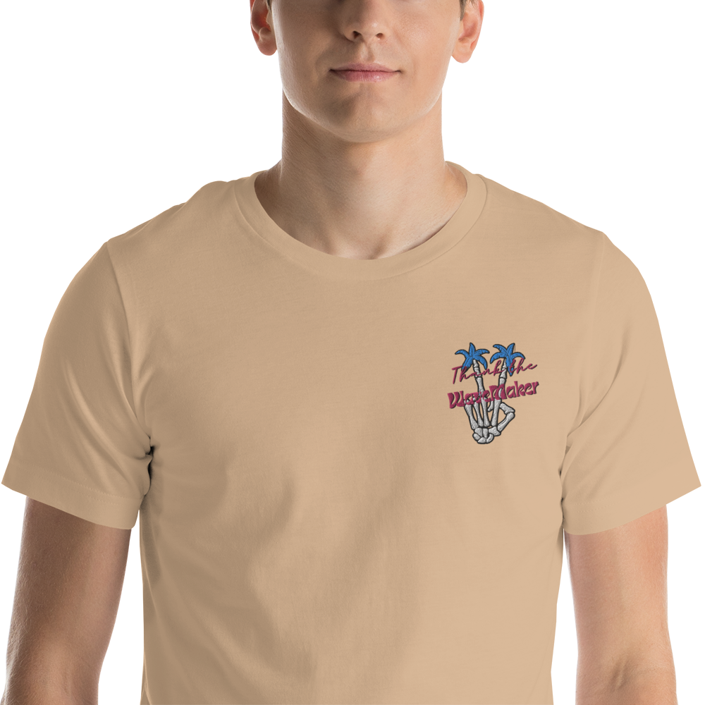 Peace Out Embroidered Tee Shirts thankthewavemaker Tan XS 